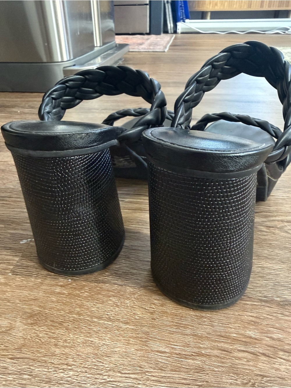 A New Day Black Braided Double-Strap Block Heel Mules - Picture 6 of 6
